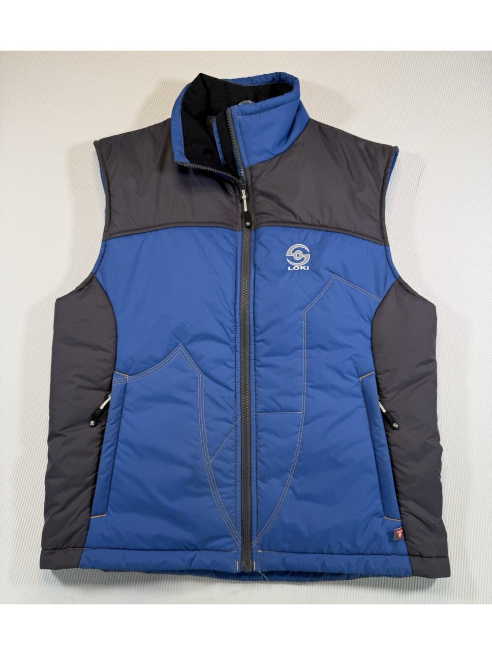 LOKI Primaloft Insulated Vest Mens M Blue Gray Full Zip Outdoor Hiking Ski